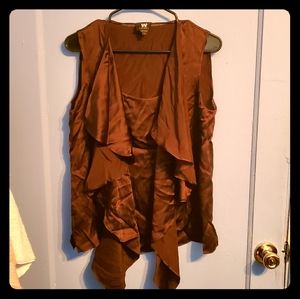 W By Worth Black Silk Ruffled Sleeveless Blouse